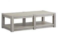 Burgess Rectangular Shelf Cocktail Table with Casters in Calico Grey