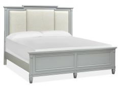 Glenbrook Queen Panel Bed with Upholstered Headboard in Pebble