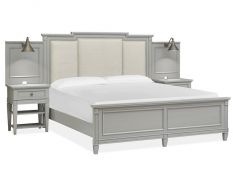 Glenbrook Queen Wall Bed with Upholstered Headboard in Pebble