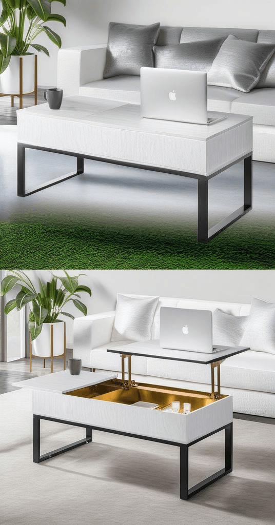 White Lift-Top Coffee Table - Local Furniture Outlet