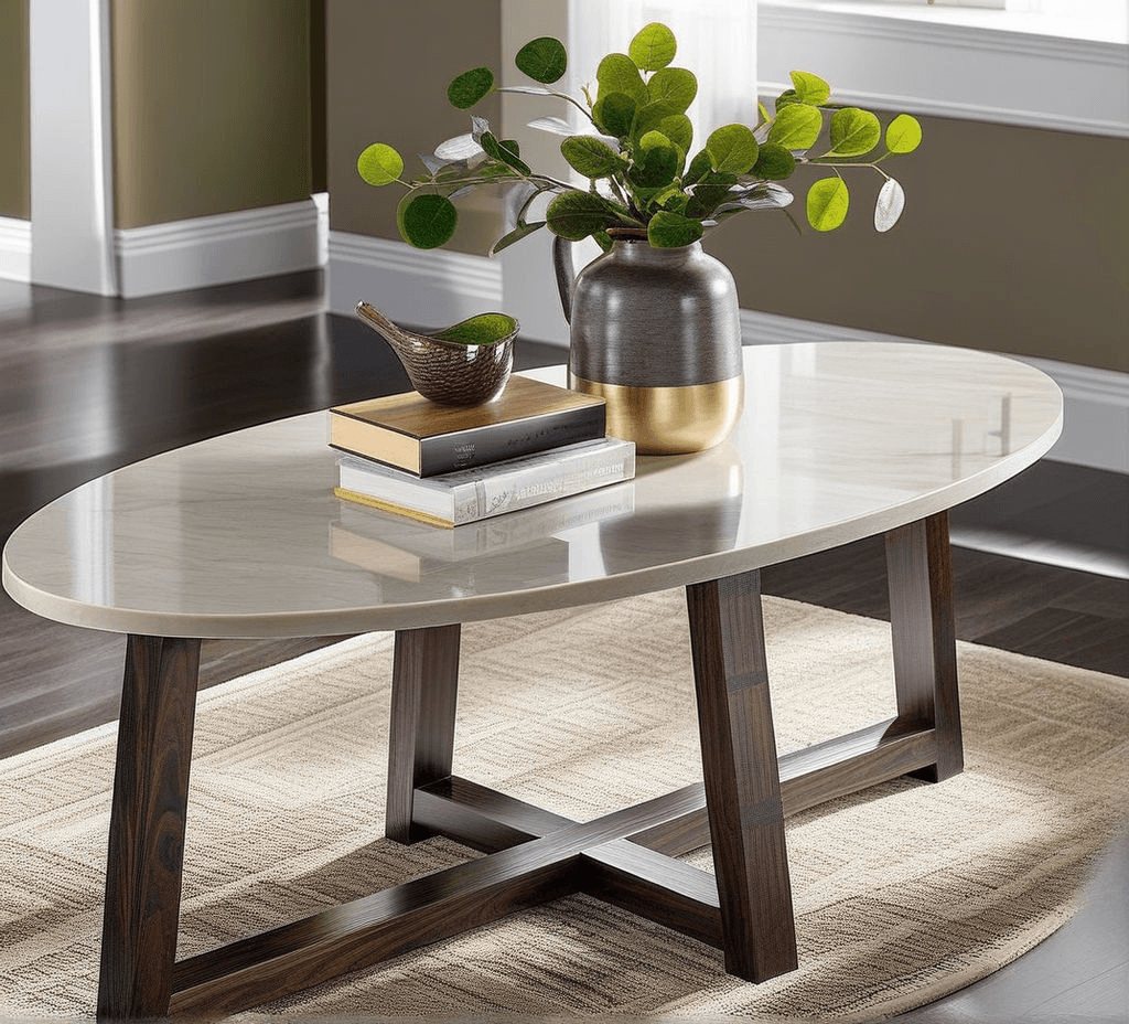 Elongated Oval Coffee Table - Local Furniture Outlet